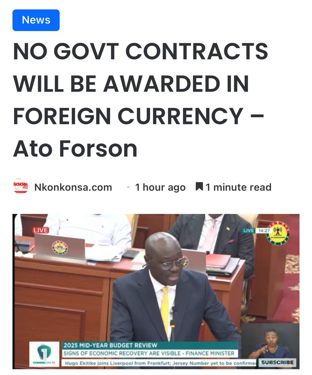 Nkonkonsa's tweet image. Dr. Cassiel Ato Forson, the Minister for Finance, has declared that henceforth, government contracts will be issued exclusively in localcurrency, irrespective of the funding origin.