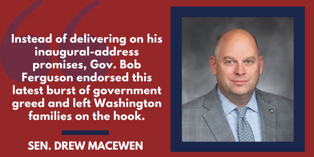 WashingtonSRC's tweet image. GOVERNMENT GREED: After saying Washington State is unaffordable, and promising taxpayers fiscal restraint, Governor Bob Ferguson signed the LARGEST TAX INCREASES IN STATE HISTORY into law. It didn't have to be this way.
Senate Republican Deputy Leader Drew MacEwen explains in…
