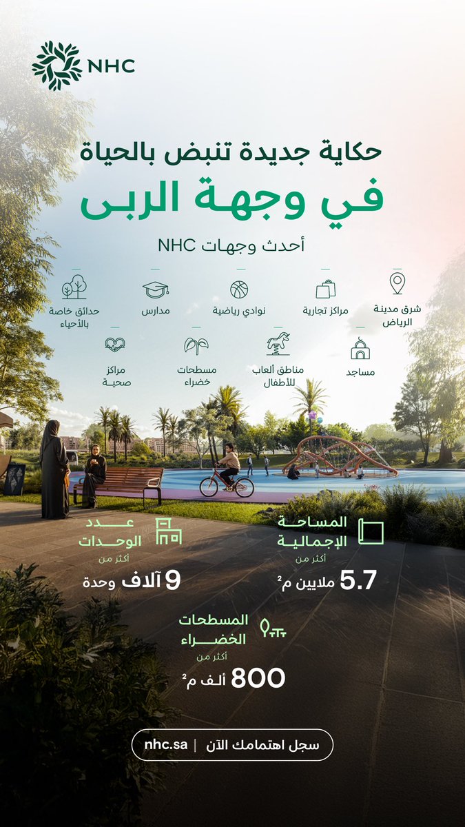 faisal_rakan_'s tweet photo. #NHC تتيح تسجيل الاهتمام في #وجهة_الربى، أحدث وجهاتها العمرانية شرق الرياض 🏡 بمرافق متكاملة وموقع استراتيجي بالقرب من مستشفى الحرس الوطني والطرق الرئيسية
لتسجيل الاهتمام:
https://t.co/qOVIoZt7cB https://t.co/c7uKj9JLCh