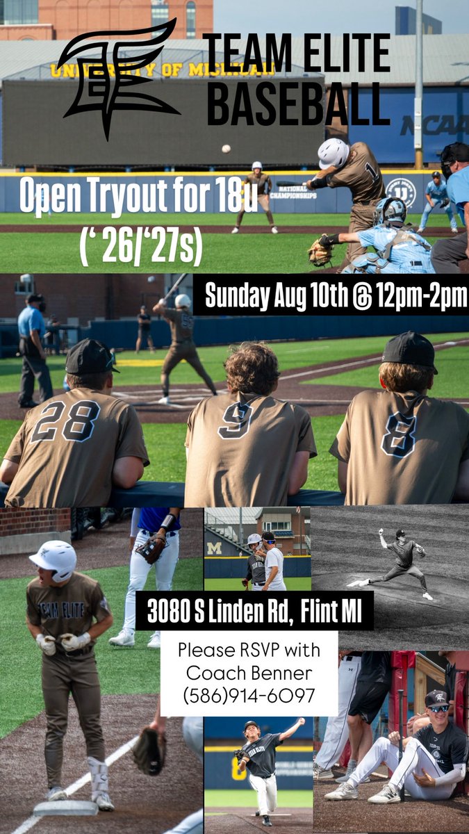 Coach Mike Benner (@coach_benner) on Twitter photo Still looking to add/build after some exciting talks with some VERY exciting talent! 👀😎
Reach out via 📲/📧/ DM! Can also set up private tryout to accommodate! Let’s get you ready for that next level of recruitment and this game!
<a href="/TeamEliteMW/">Team Elite Premier Midwest</a>
*Tryout fee for 8/10 @ check-in Still looking to add/build after some exciting talks with some VERY exciting talent! 👀😎
Reach out via 📲/📧/ DM! Can also set up private tryout to accommodate! Let’s get you ready for that next level of recruitment and this game!
<a href="/TeamEliteMW/">Team Elite Premier Midwest</a>
*Tryout fee for 8/10 @ check-in