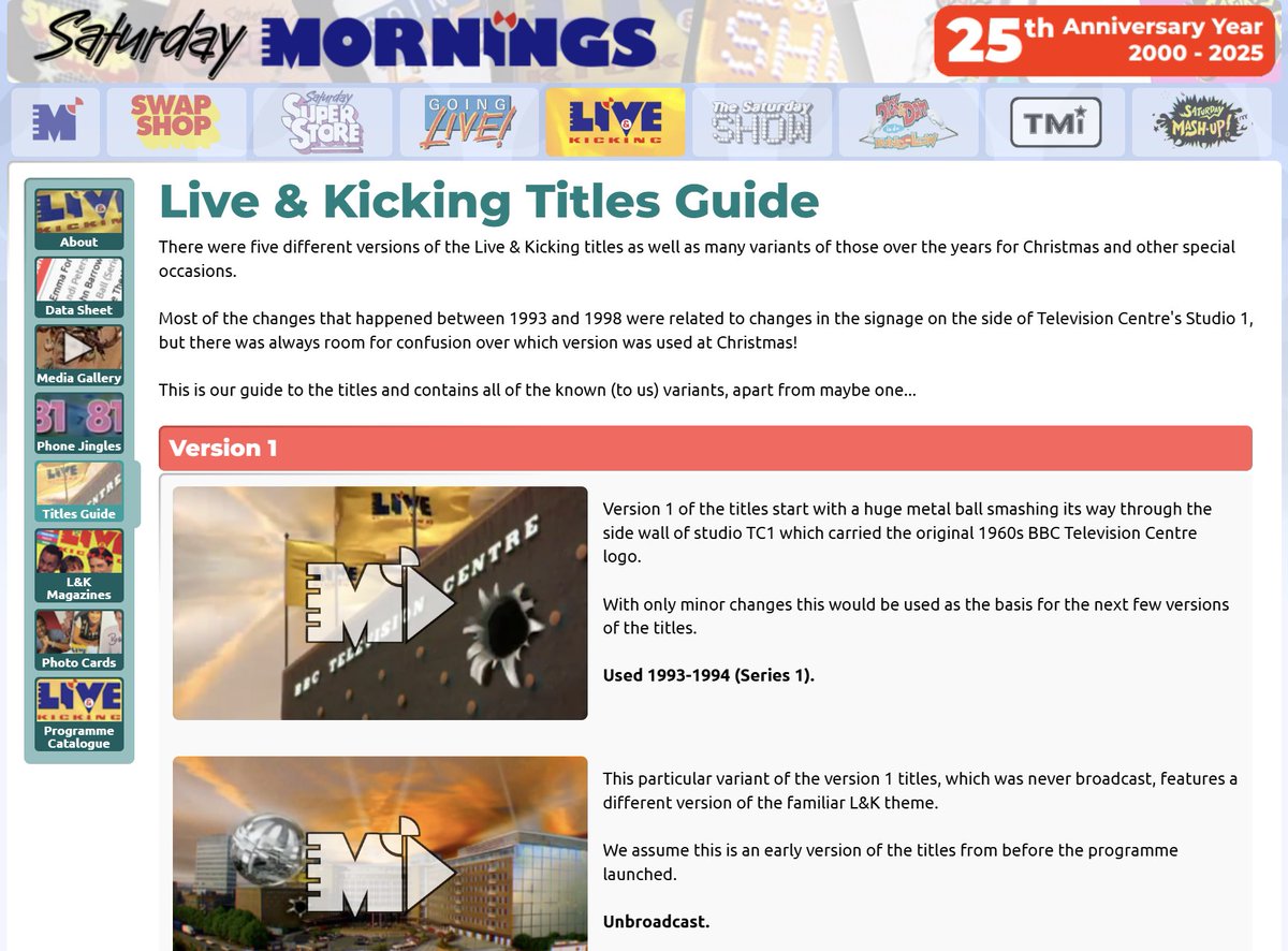 SatMornings's tweet image. We've just updated our Live & Kicking Titles Guide with all of the known (to us) variants - and there might just be a few more than you thought!
➡️ saturdaymornings.co.uk/page/lktitles2…
#saturdaymornings