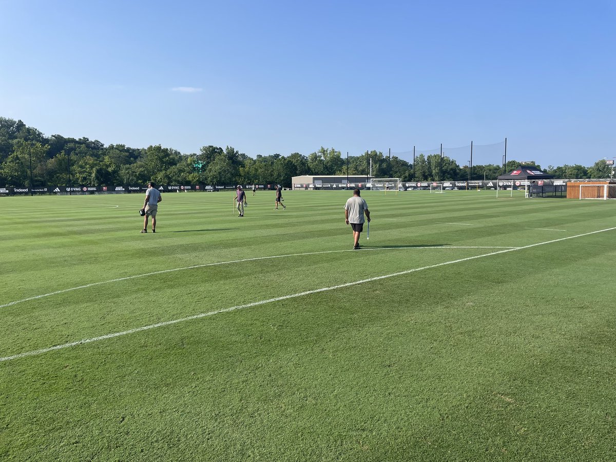 Eintracht Frankfurt Preseason round 2. 10 days of two-a-days in this heat is no joke. Crew is killing it. Lots of water and divot walks. Incredible matchup; Aston Villa vs. Frankfurt this Saturday at Lynn Family Stadium.