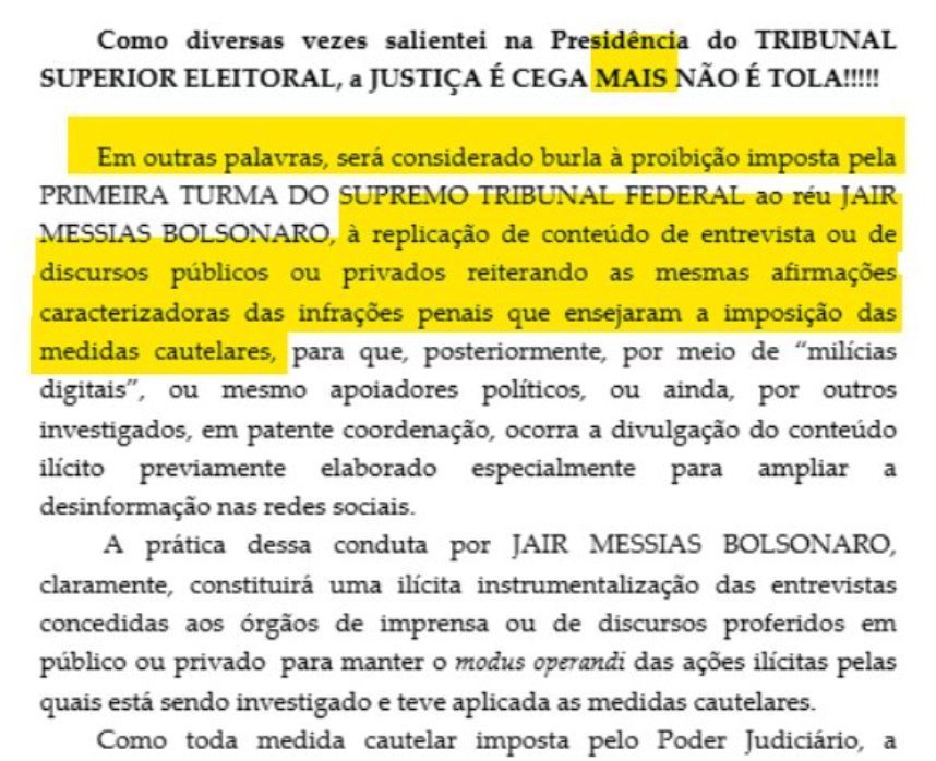 Fabricio_Rebelo's tweet image. Se Bolsonaro está impedido de fazer discursos públicos ou privados reiterando as mesmas afirmações caracterizadoras das infrações penais que lhe são atribuídas, torna-se explícito que ele está sendo processado por falar...