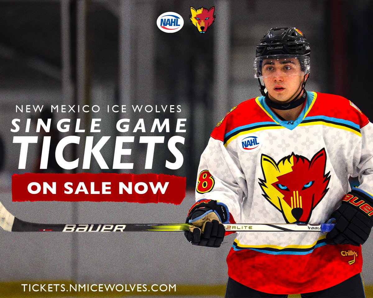 NMIceWolves's tweet image. 🎟️ Single game tickets are on sale now!
📍 Home opener: Sept. 12
Bleachers: $18 | Chair backs: $31
Get yours: tickets.nmicewolves.com