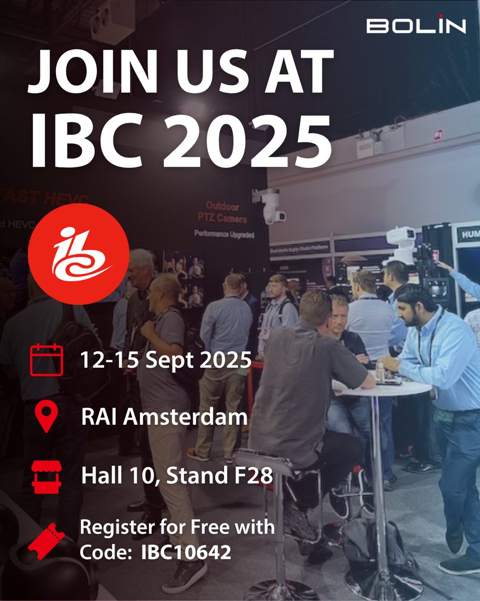 Broadcast is moving fast. Catch the next wave with Bolin at <a href="/IBCShow/">IBC</a> 2025.

See our latest in PTZ solutions—built for the frontlines of live production and broadcast.

📅 12-15 Sept 2025 | RAI Amsterdam
📍 Stand 10.F28
🎟 Register for free: loom.ly/FHPeBQ4