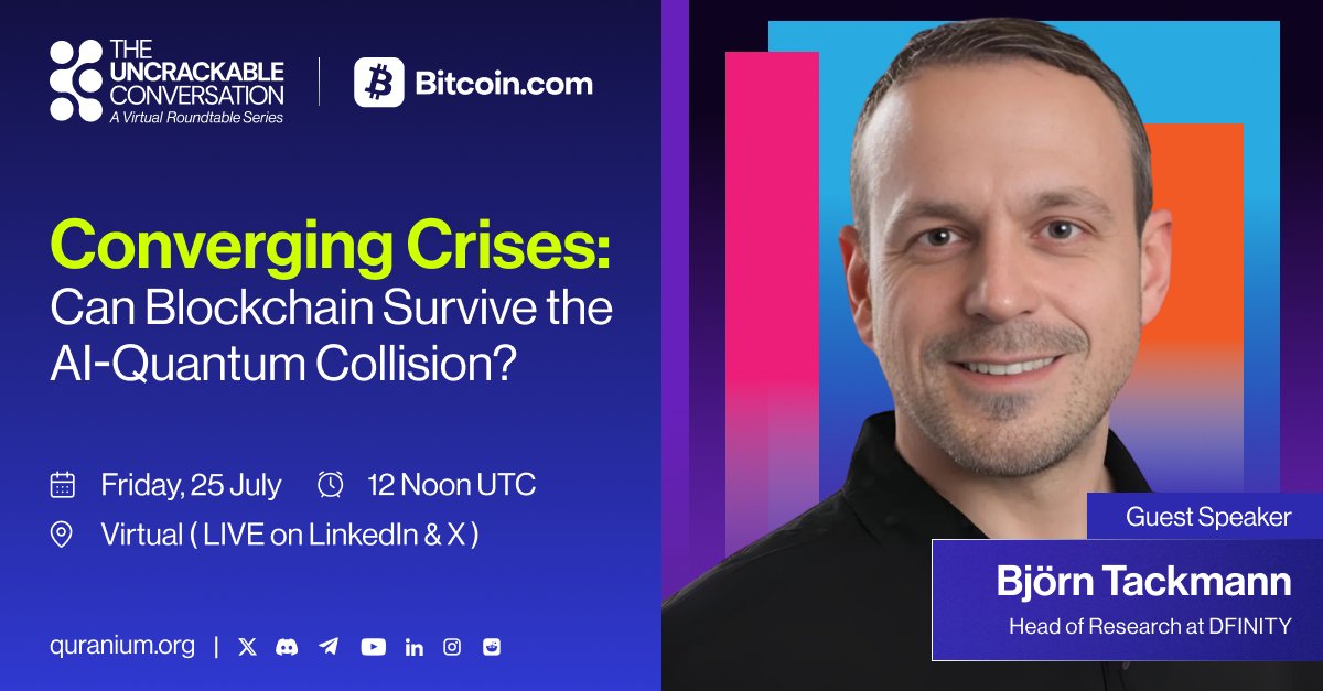 I will be joining <a href="/quranium_org/">Quranium</a> tomorrow for an exciting conversation about blockchains, AI, and quantum computers. Make sure to tune in!