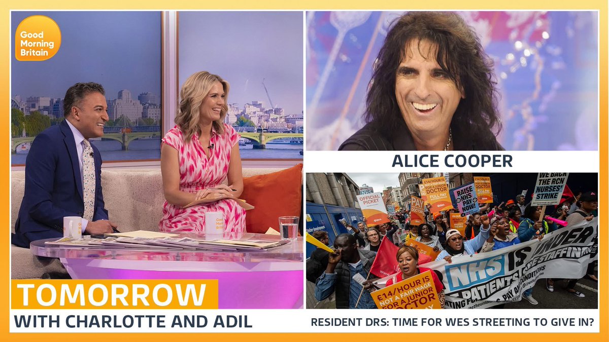 CharlotteHawkns's tweet image. Coming up on tomorrow’s @GMB - see you from 6am! 👇
@adilray @alicecooper