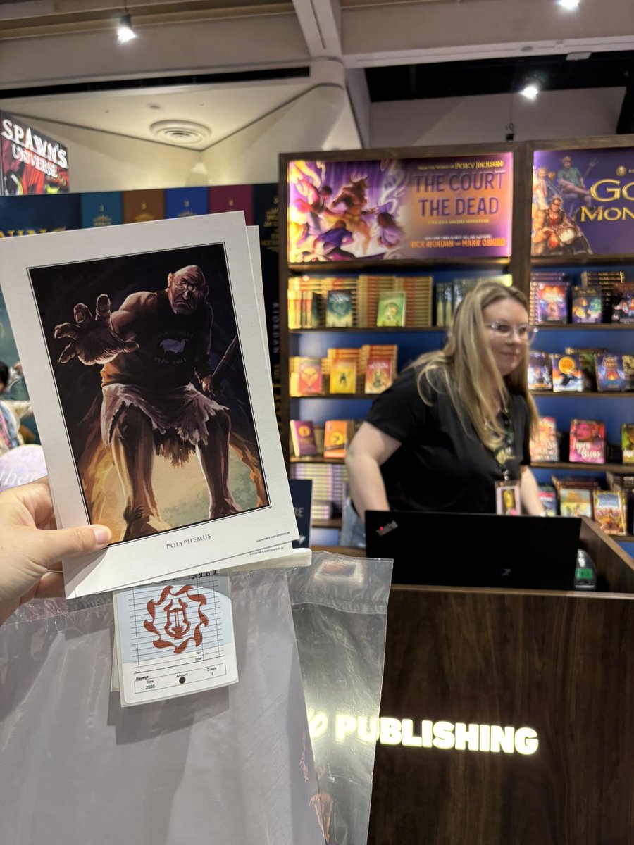 HereForSDCC's tweet photo. When you bring your claim check from the Percy Jackson activation to the Disney publishing booth you get this print #SDCC @SD_Comic_Con https://t.co/jSK5Rzvaha
