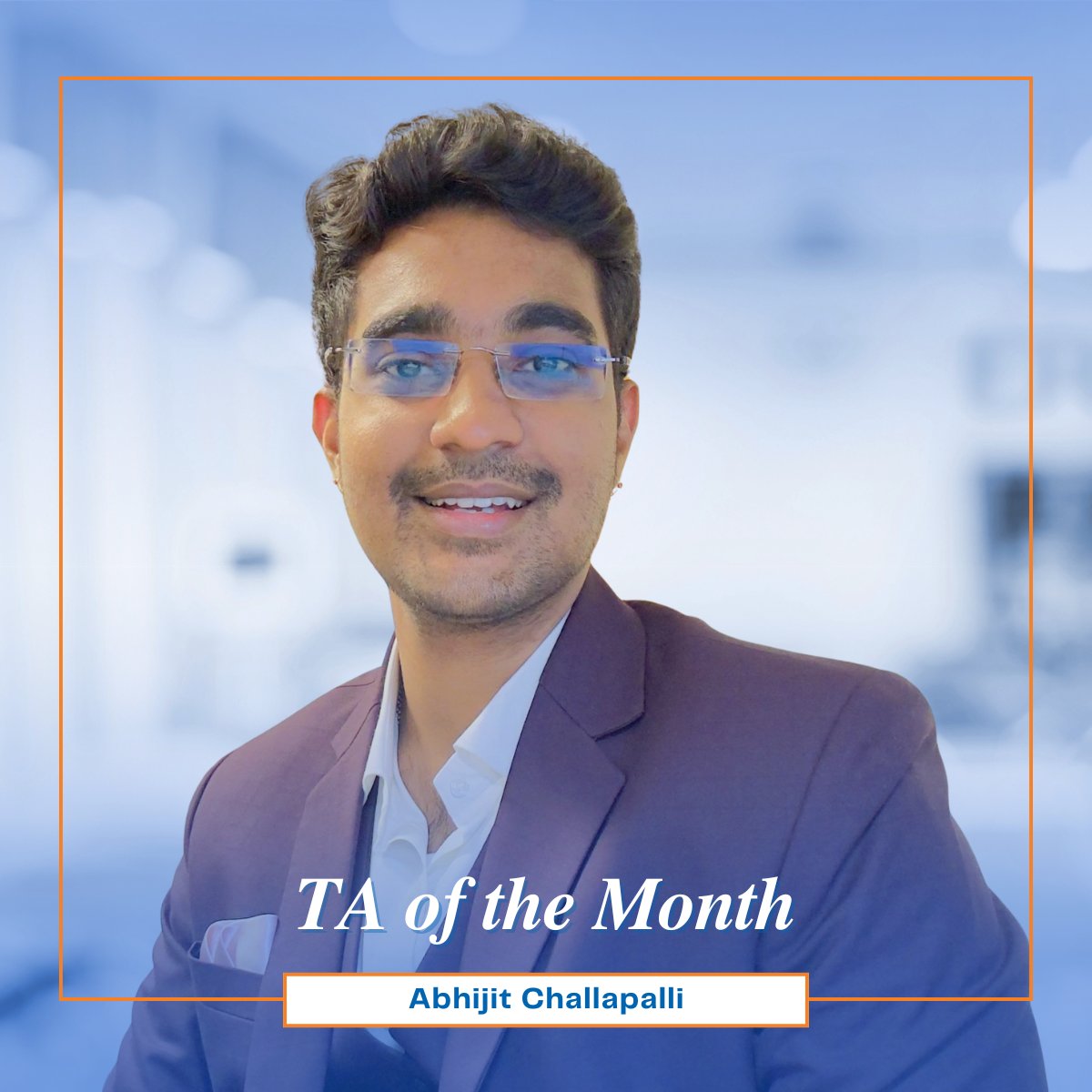 cseuta's tweet image. 🎉 TA of the Month: Abhijit Challapalli 🎉
Shoutout to Abhijit for going above and beyond in CSE 6332—creating tutorials, guest lectures, and always ready to help!
Thanks for your dedication and impact! 👏💻☁️
#TAoftheMonth #utacse #CSE6332 #CloudComputing