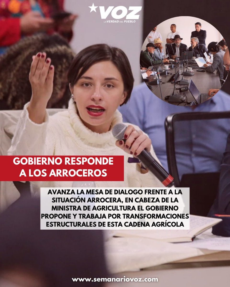 semanariovoz.com/gobierno-respo…

🌾🗣️ Durante la semana el país ha presenciado un nuevo capítulo de movilización protagonizado por productores arroceros de regiones clave como Tolima, Huila, Meta, Casanare, Córdoba, Santander y Arauca. El paro, el segundo del año, volvió a encender las