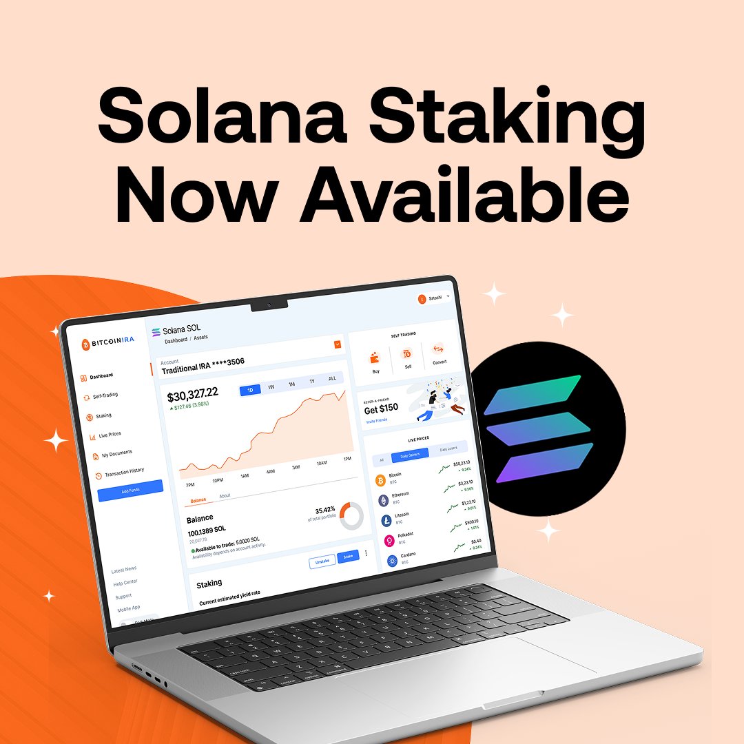 Bitcoin_IRA's tweet image. It's official! Solana staking is LIVE! 🎉
Stake $SOL inside your Crypto IRA and start earning rewards, completely tax-deferred.