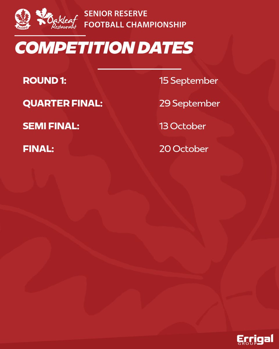 Doiregaa's tweet image. 🏐🇦🇹 The draw for the 2025 𝗢𝗮𝗸𝗹𝗲𝗮𝗳 𝗥𝗲𝘀𝘁𝗮𝘂𝗿𝗮𝗻𝘁 𝗦𝗲𝗻𝗶𝗼𝗿 𝗥𝗲𝘀𝗲𝗿𝘃𝗲 𝗙𝗼𝗼𝘁𝗯𝗮𝗹𝗹 𝗖𝗵𝗮𝗺𝗽𝗶𝗼𝗻𝘀𝗵𝗶𝗽 has been made at Owenbeg this evening ⤵️