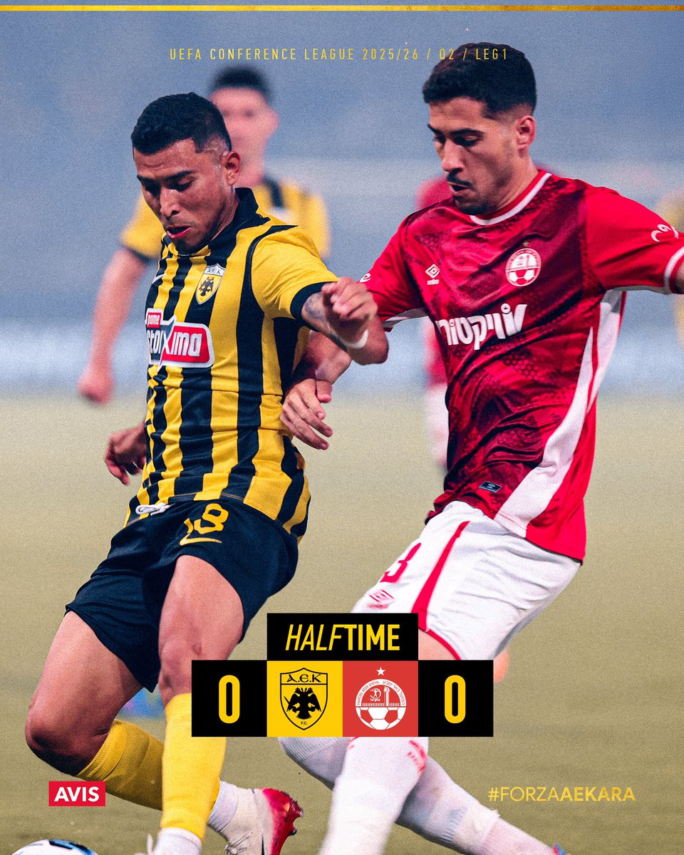 AEK_FC_OFFICIAL's tweet image. Λήξη πρώτου ημιχρόνου: ΑΕΚ - Hapoel Beer Sheva 0-0

#aekfc #aekfcseason2025_2026 #aekhbs #UEFAConferenceLeague