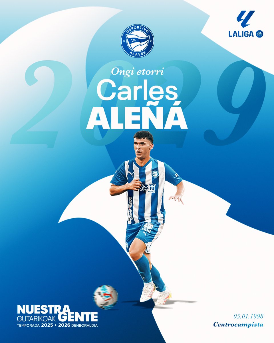 𝐎𝐅𝐈𝐂𝐈𝐀𝐋 ✅ | Carles Aleñá regresa en propiedad al Deportivo Alavés hasta 2029.

🦊 ¡Bienvenido a casa, Carles! 🦊

ℹ️ t.ly/TA8_j

#OngiEtorriAleñá
#Gutarikoak | #GoazenGlorioso ⚪️🔵