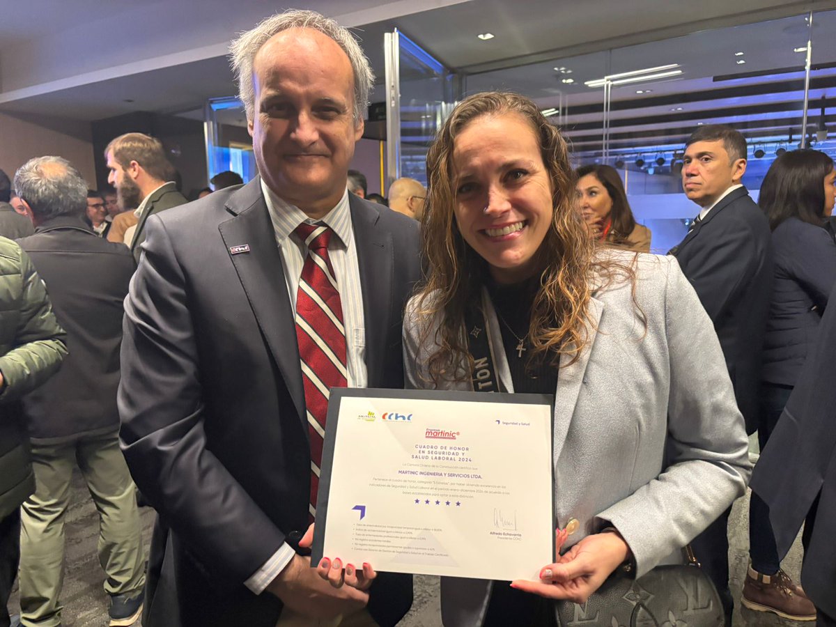 Con orgullo saludamos a Martinic Ingeniería y Servicios Ltda. y a Constructora Cerro Nevado S.A., empresas socias de la <a href="/CChCCalama/">CChC Calama</a> por haber obtenido las cinco estrellas en el Cuadro de Honor en Seguridad y Salud Laboral 2025, correspondiente al desempeño del año 2024.