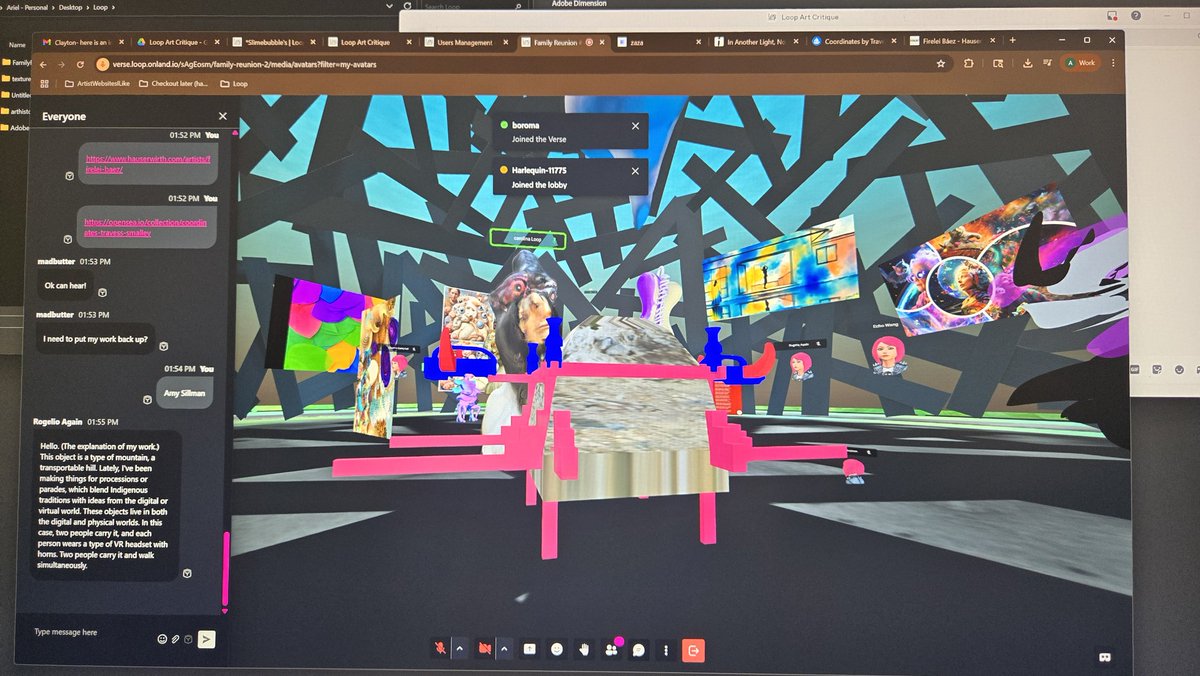 ArielBaronRobb1's tweet image. Looking at Rogelio's work in the Under 5 mb exhibition artist's walkthrough art beginning of Loop Family Reunion!