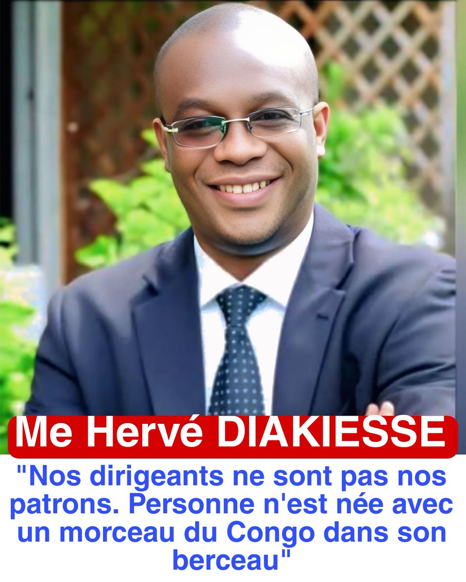 Me <a href="/HDIAKIESE/">HERVE DIAKIESE</a> a dit...
"... Nos dirigeants ne sont pas nos patrons. Personne n'est née avec un morceau de la #RDC dans son berceau que ses parents lui ont donné pour qu'il pense qu'il peut nous diriger à vie ..."