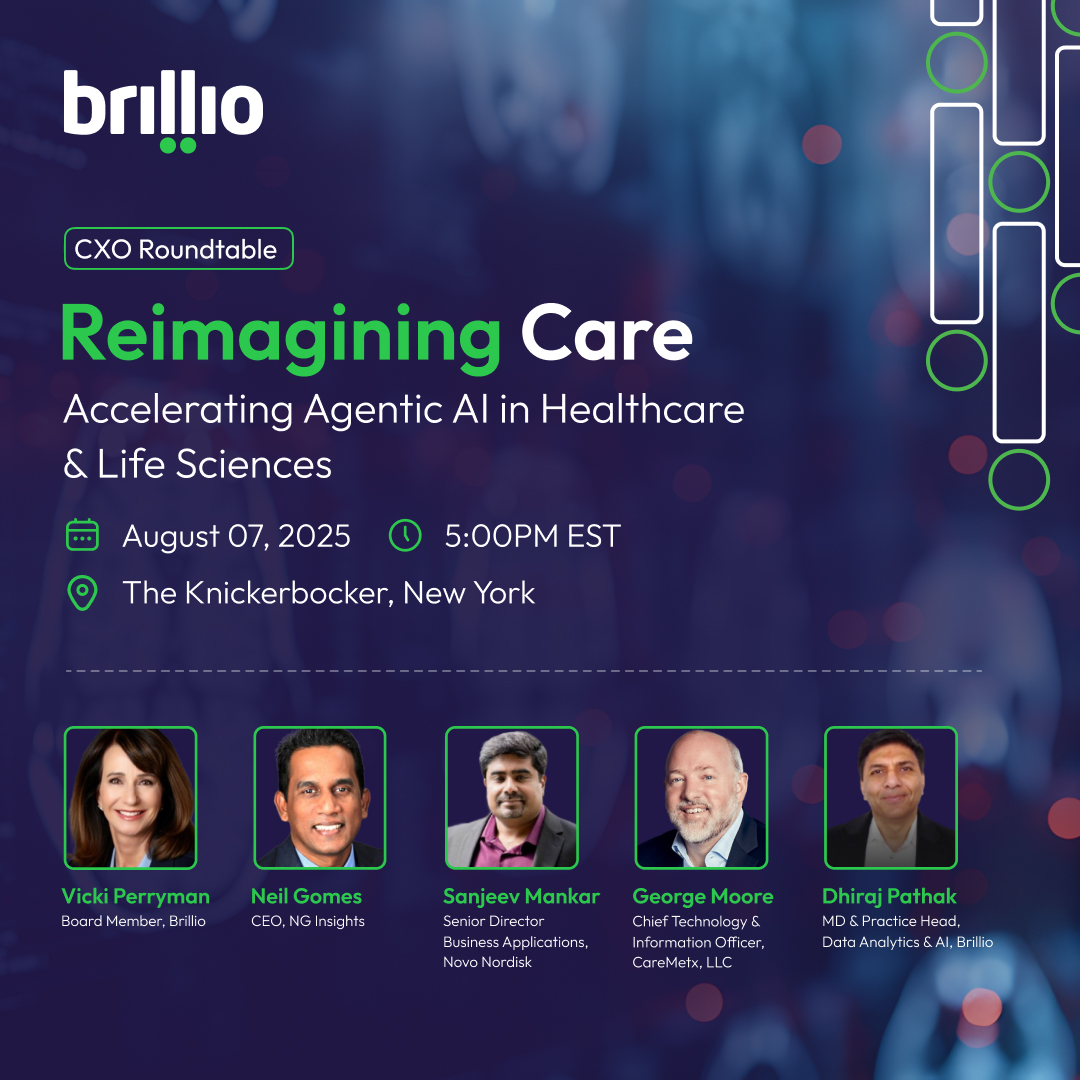 Brillio (@brillioglobal) on Twitter photo ๐ฅ๐๐๐ ๐๐๐๐ก๐๐ก๐ ๐๐๐ฅ๐ ๐ช๐๐ง๐ ๐๐๐๐ก๐ง๐๐ ๐๐
Join Brillio and visionary leaders from CareMetx, Novo Nordisk, NG Insights & more for an exclusive CXO Roundtable in NYC.
Explore how Agentic AI is transforming healthcareโfrom empathetic patient engagement to ๐ฅ๐๐๐ ๐๐๐๐ก๐๐ก๐ ๐๐๐ฅ๐ ๐ช๐๐ง๐ ๐๐๐๐ก๐ง๐๐ ๐๐
Join Brillio and visionary leaders from CareMetx, Novo Nordisk, NG Insights & more for an exclusive CXO Roundtable in NYC.
Explore how Agentic AI is transforming healthcareโfrom empathetic patient engagement to