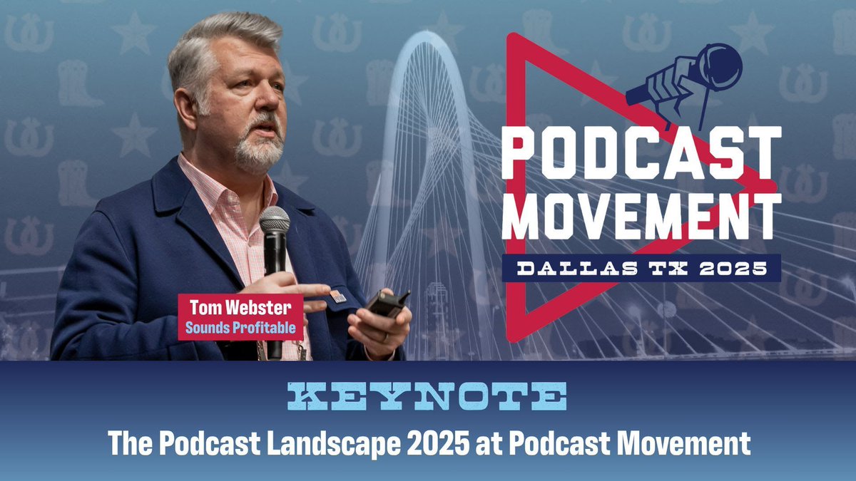 PodcastMovement's tweet image. 🎙️ Just announced for #PM25!
@SoundsProfitable’s Tom Webster returns with The Podcast Landscape—the industry’s biggest study on listener trends, video, Spotify & more. 🧠
💥 Hal Rood of Strategic Solutions Research and Tim Bronsil of Point-To-Point Marketing, dives into how…