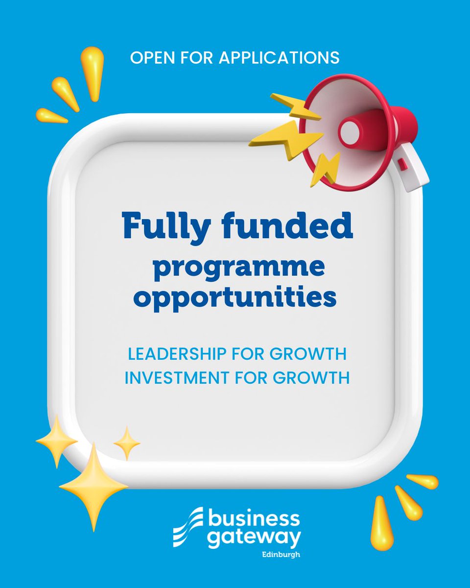 BGateway_EL's tweet photo. Business Gateway Edinburgh has fully funded places available on two upcoming programmes:

🤝 Leadership for Growth: https://t.co/hxBl8Dn3vO

💰 Investment for Growth: https://t.co/Gu1LX8OBdx

Full info &amp; criteria can be viewed at the above links. https://t.co/u6EBKZC6p3