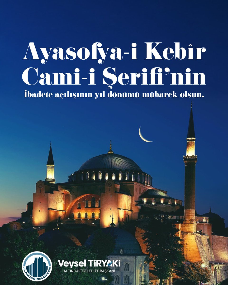 İstanbul’un Fethi’nin sembolü #Ayasofya'nın, 86 yıl aradan sonra ilk ezana ve ilk namaza kavuşmasının üzerinden 5 yıl geçti.  

Sonsuz şükürler olsun.