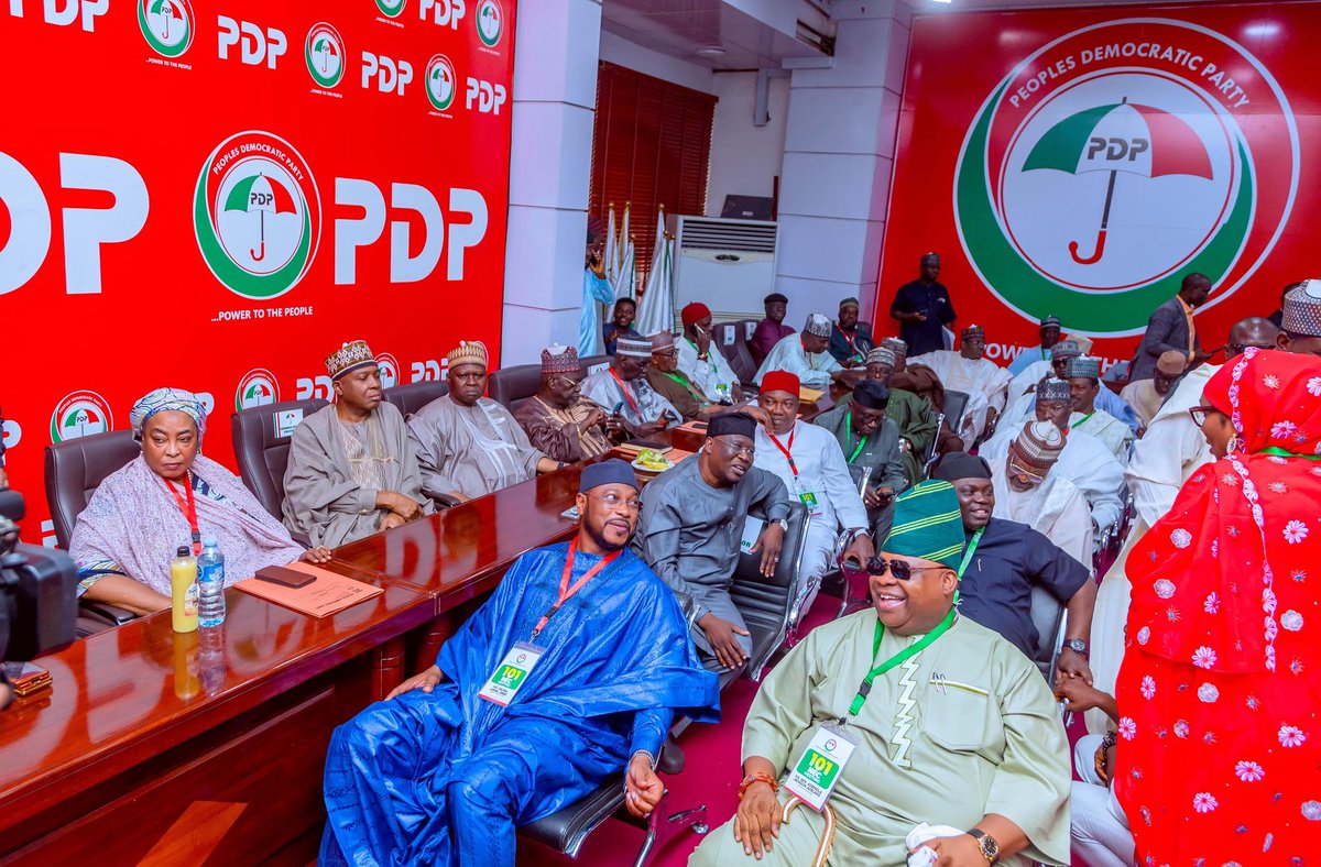 DukeOfOsun's tweet image. Governor Ademola Adeleke with other dignitaries at the 101st PDP NEC Meeting held at the National Secretariat, Wadata Plaza.