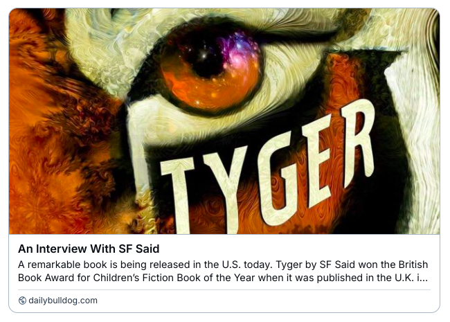 whatSFSaid's tweet image. If you'd like to read some thoughts on Tolkien, Le Guin, Pullman, Blackman, Blake & more - I very much enjoyed talking about them all in this interview about Tyger with The Daily Bulldog!
dailybulldog.com/arts/an-interv…