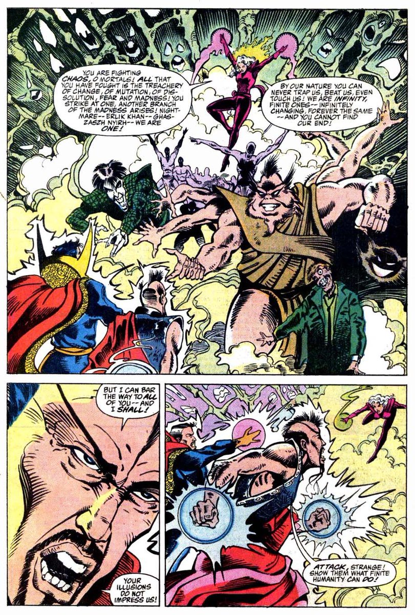 Also here are some pages and panels that helped me formulate my whole system! Peter B. Gillis' work on Strange Tales and the first issues of Doctor Strange: Sorcerer Supreme are great for the White Magic/Black Magic and Order/Chaos dichotomy. Al Ewing's Venom helps too!