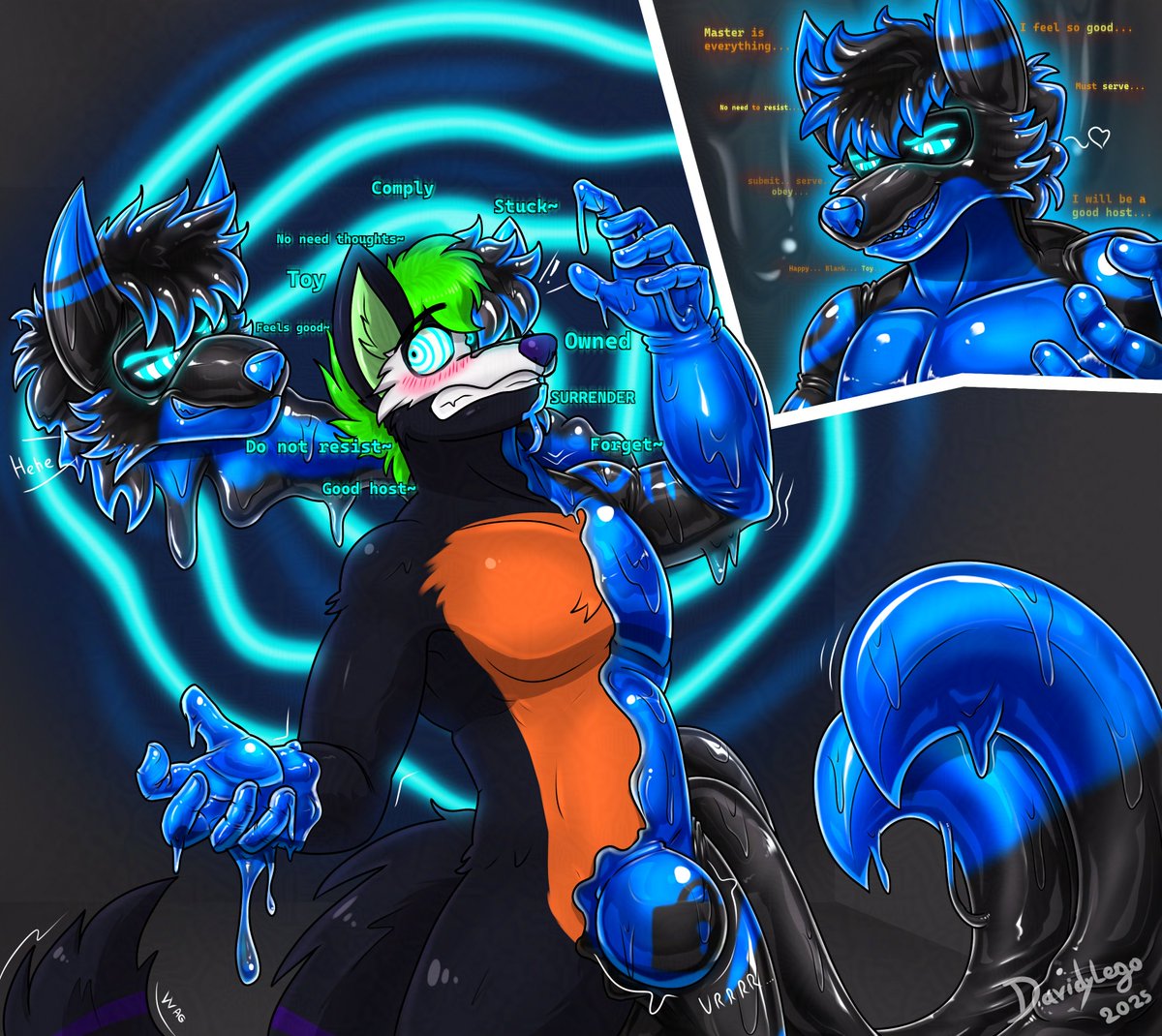 "Having drones is fun~ But sometimes i need extra strenght to make them all behave! Thankfully my host here was veeeery up to become mine~"

Commission for my host~ (;3) <a href="/SP00KYWOLF/">ReeFur Wolf</a>  ~