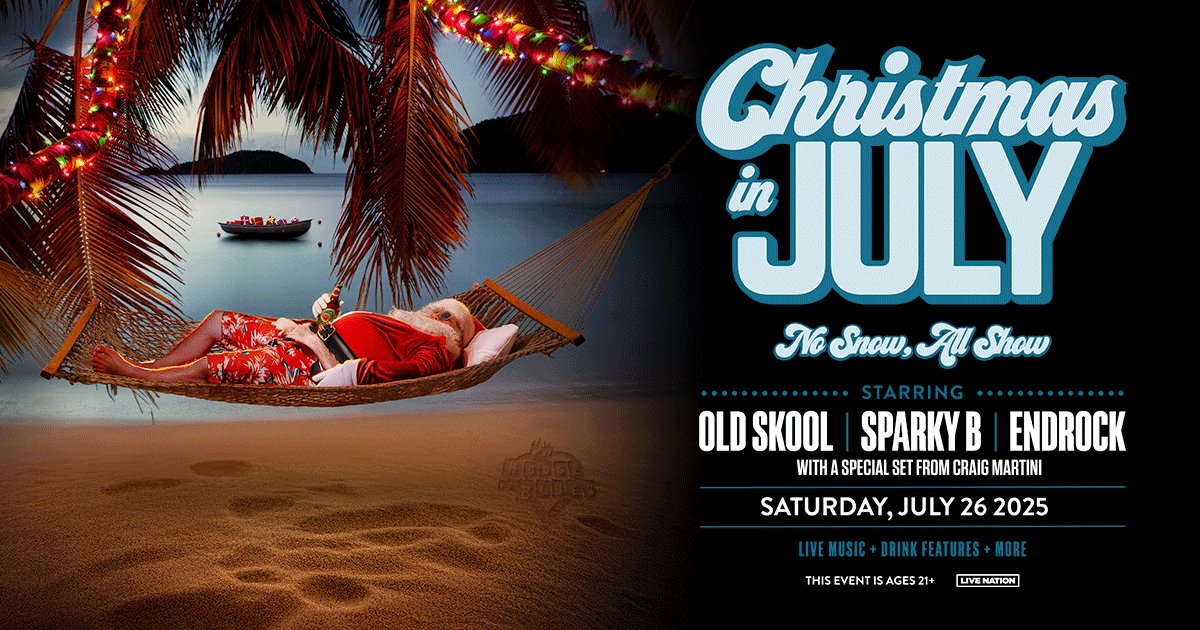 TONIGHT 🎅🏼 Christmas In July (Ages 21+) featuring Old Skool, Sparky B, EndRock, and a special set from Craig Martini is hitting our stage!

🎫 livemu.sc/4o5rROp