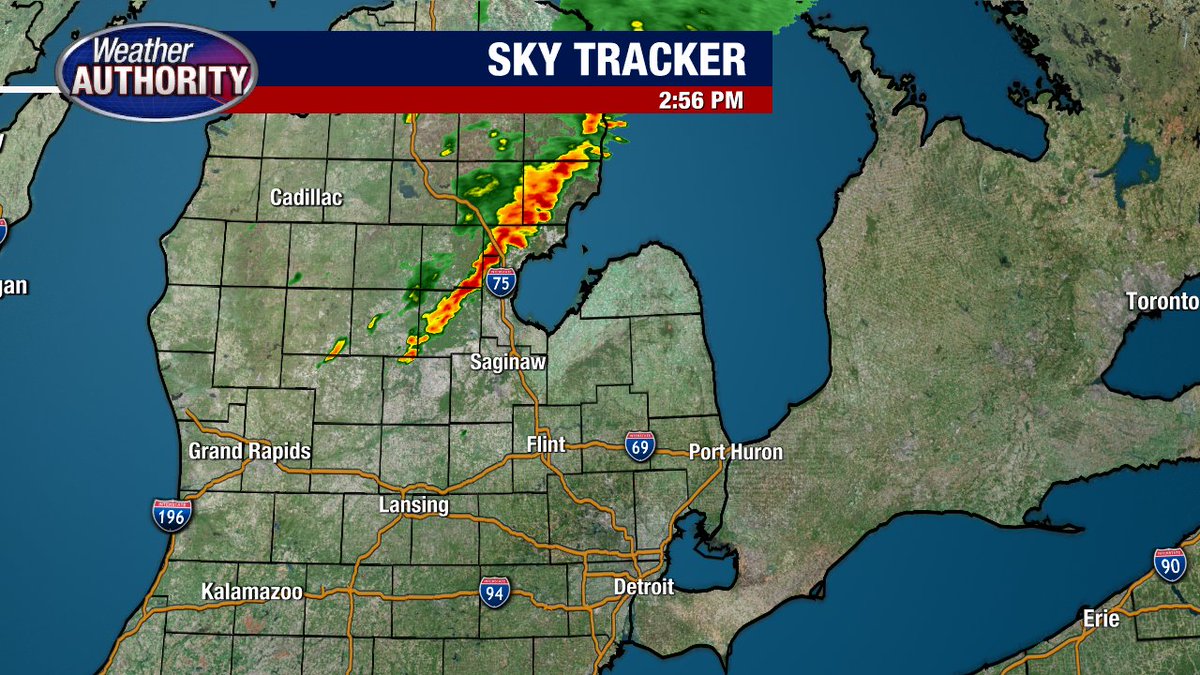2:57 PM Weather Radar Update... Watching STRONG T-STORMS north and west of Saginaw!