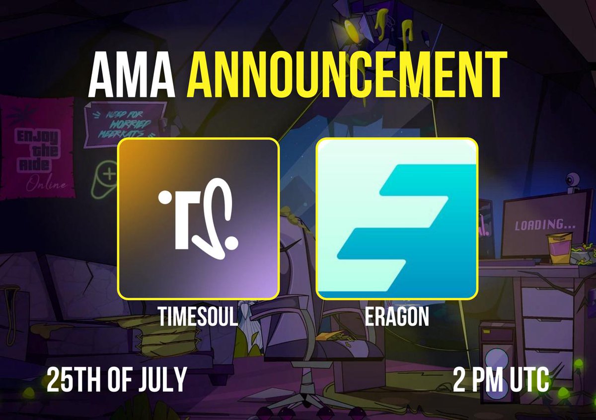 🎤AMA Session with <a href="/Eragon_gg/">ERAGON</a> 

🕕2:00 pm UTC
📅July 25 (Friday)
📌Join here: x.com/i/spaces/1rmxP…

⌁ How will habits be formed in the next 5 years?
⌁ Why do some gamifications work, while others are boring?
⌁ What is "AI-native infra" and how does Eragon differ from