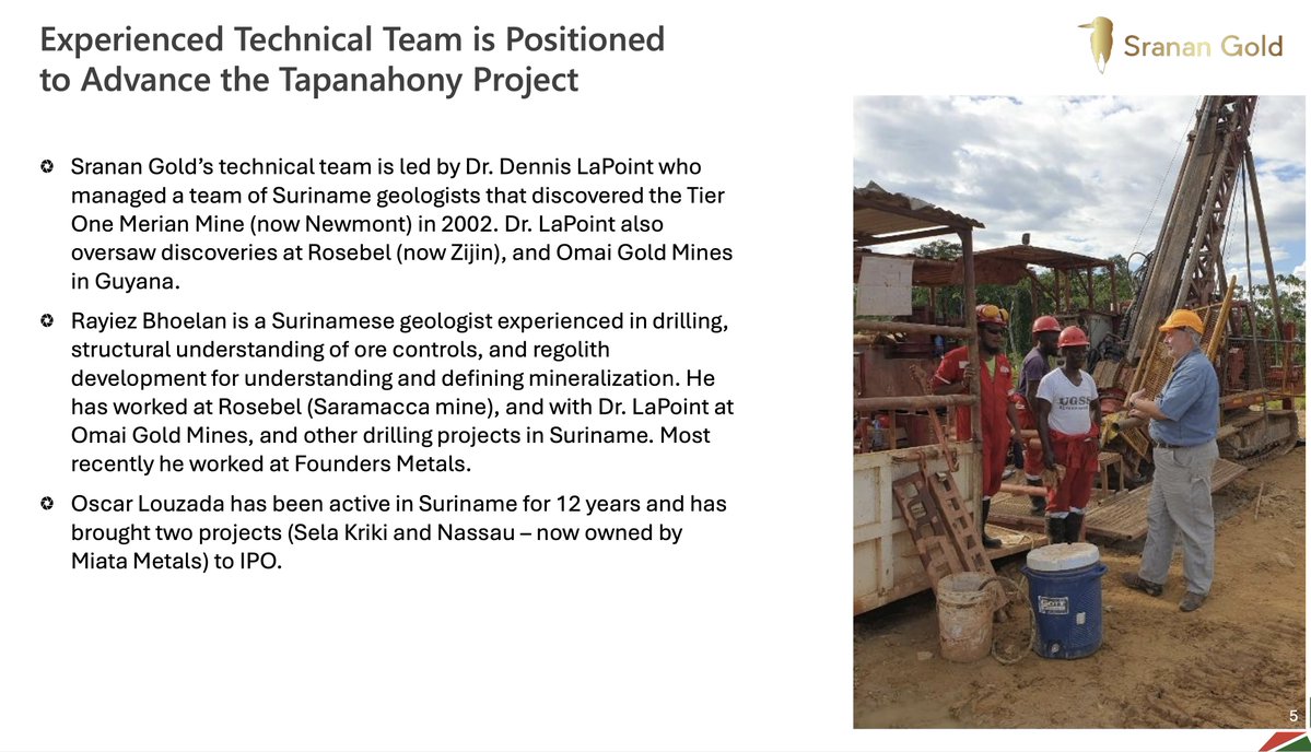 bozkaschi's tweet image. Sranan Gold $SRAN.CN (16M./mcap) another highly interesting gold explorer who, with a super experienced team, is currently drilling between multimillion ounce deposits in Guiana.🤫 #Gold i have doubled my position today 💸