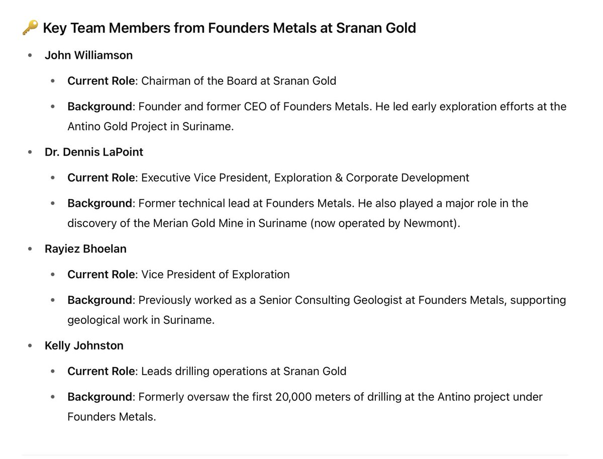 bozkaschi's tweet image. Sranan Gold $SRAN.CN (16M./mcap) another highly interesting gold explorer who, with a super experienced team, is currently drilling between multimillion ounce deposits in Guiana.🤫 #Gold i have doubled my position today 💸