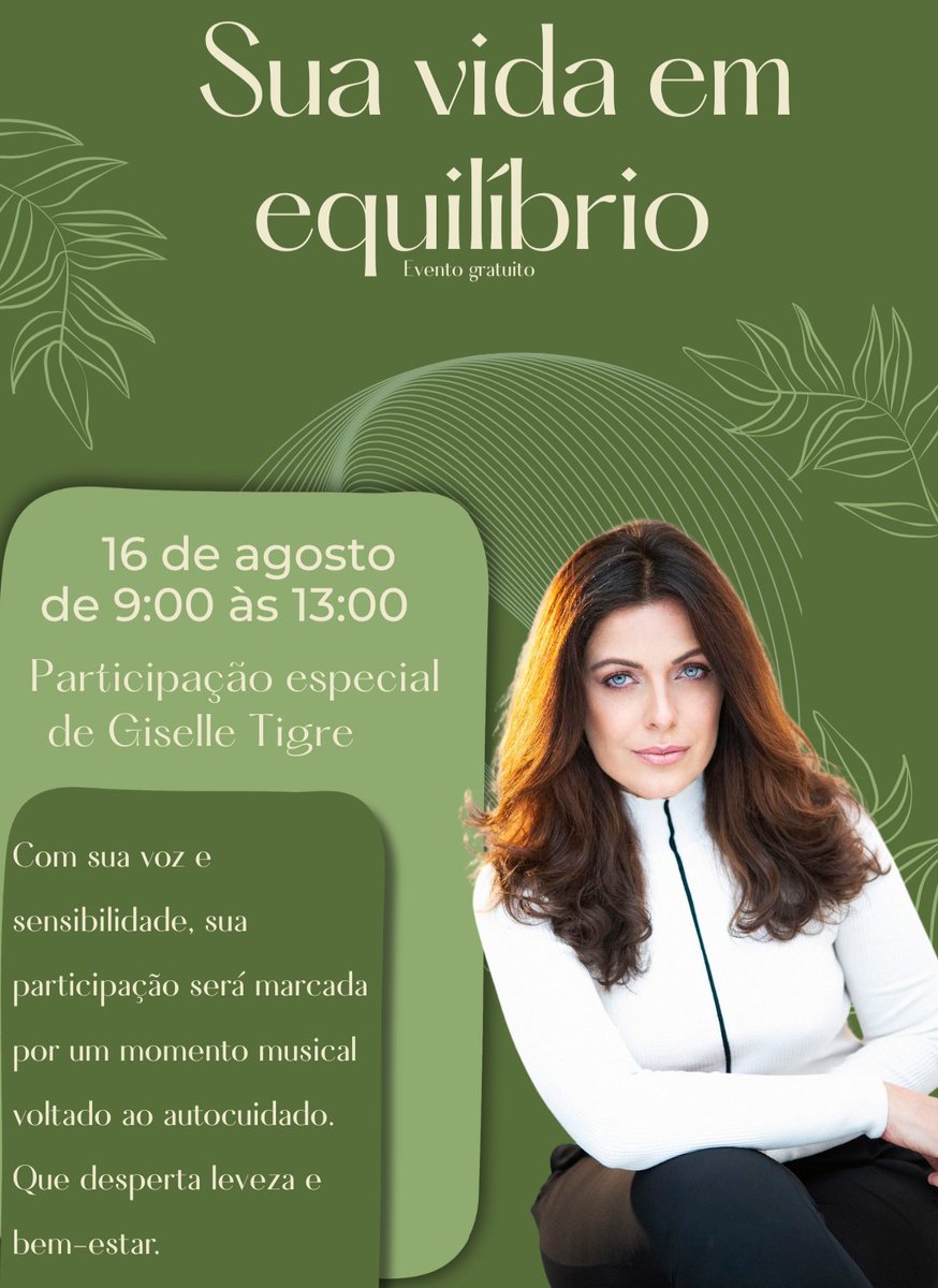 centralgitigre's tweet image. Giselle Tigre estará no evento "Sua Vida em Equilíbrio" com participação musical voltada ao bem-estar!

📅 16/08 • 🕘 9h às 13h
📍 Hotel Único – Av. Vieira de Carvalho, 150 – Metrô República, São Paulo – SP
⚠️ Vagas limitadas!
🔗 equilibrandooficial.com.br
📲 @/equilibrandooficial