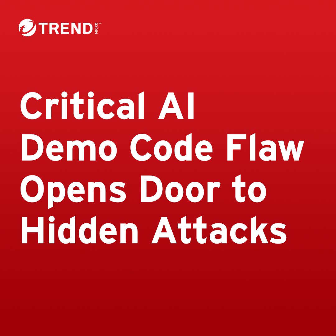 TrendMicro's tweet image. A SQL flaw in demo AI code let attackers inject prompts, steal data, and hijack agents, potentially affecting 5,000+ projects.
Read the full vulnerability breakdown here: spr.ly/60114CUyN