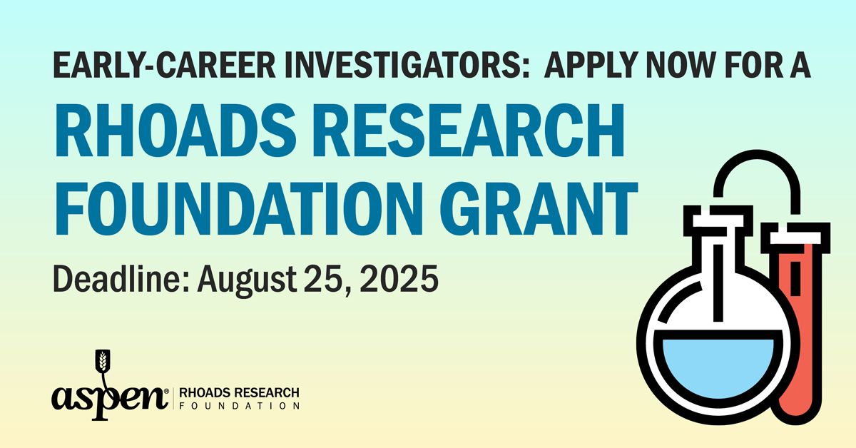 ASPEN_nutrition's tweet image. 🌟 The ASPEN Rhoads Research Foundation is proud to fund exceptional clinical nutrition research projects. Early-career investigators—submit your grant application by August 25 & view the new Pat Anthony Disease-Related Malnutrition Research Grant.
ow.ly/sCzA50W160R