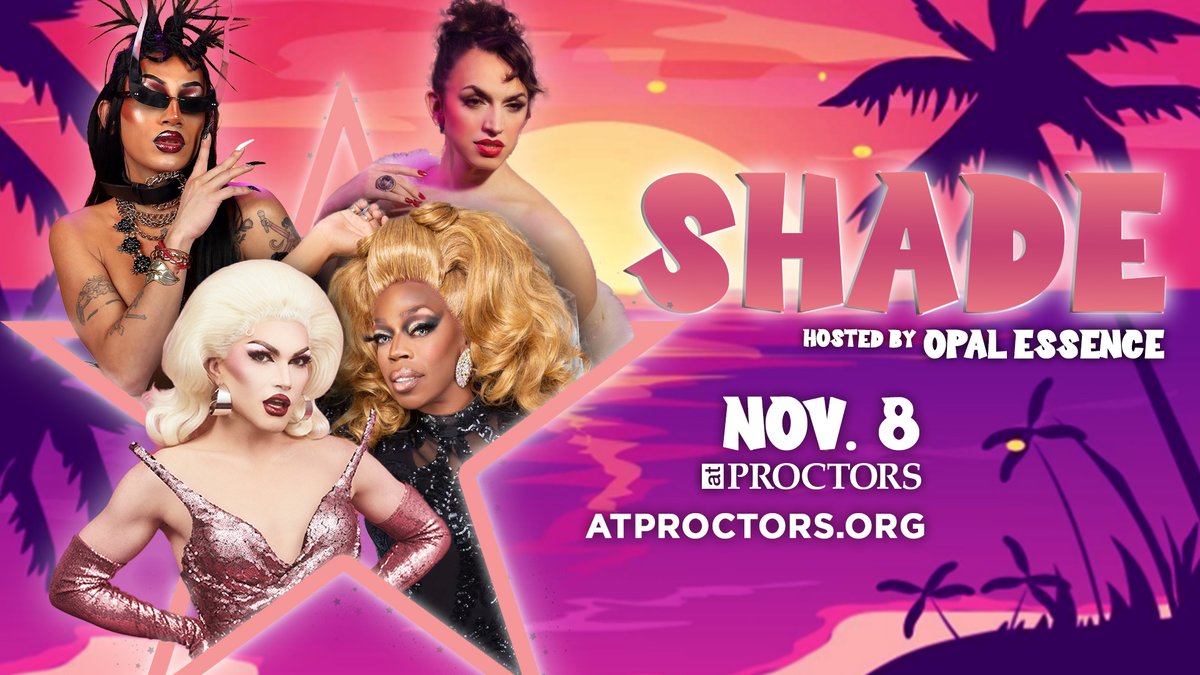 From local legends to reality TV royalty, SHADE brings you an all-star cast ready to turn it out, including: Rosé (Drag Race S13), Jasmine Masters (Drag Race S11 &amp; All Stars 4), and La Zavaleta (Dragula S4)! 

Don't miss it Nov. 8 at Proctors &gt;&gt; bit.ly/3YwxB8M