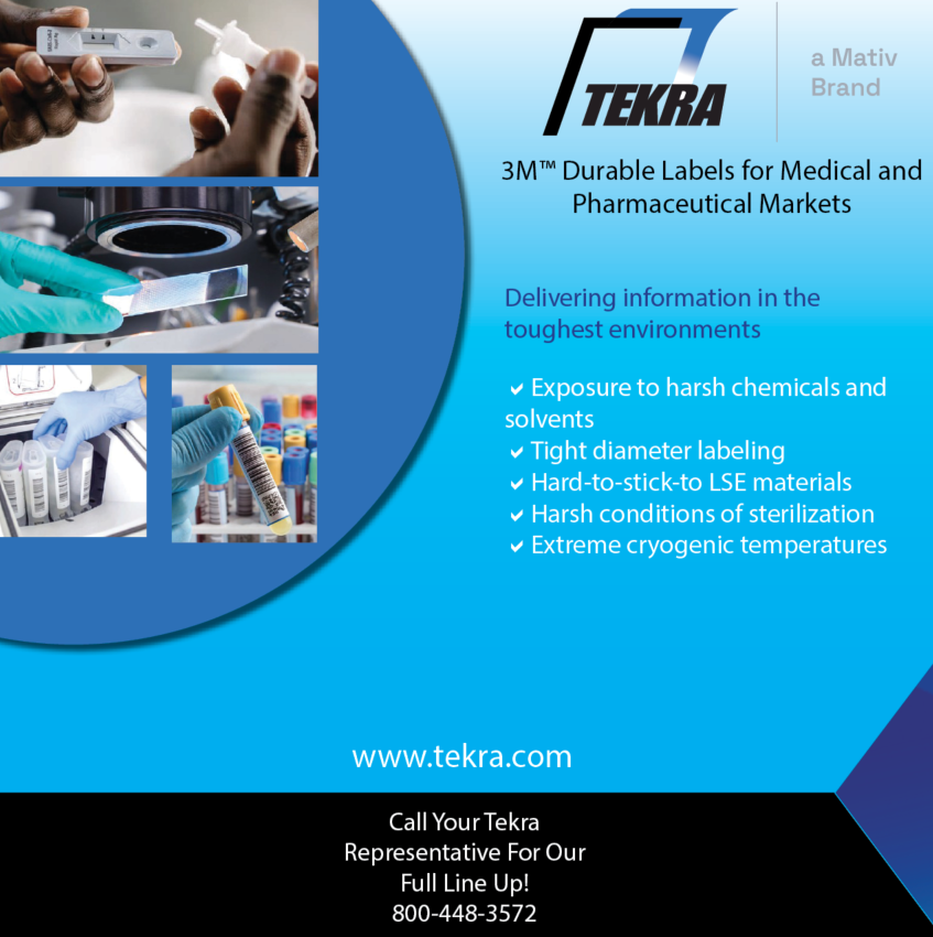 Tekra_LLC's tweet photo. In medical and pharmaceutical settings, it's critical that labels hold their integrity. Tekra carries 3M™ Durable Label Materials for medical and pharmaceutical markets to help meet the most demanding label application needs. https://t.co/qoAKDgk8ln https://t.co/YK99rGMcII