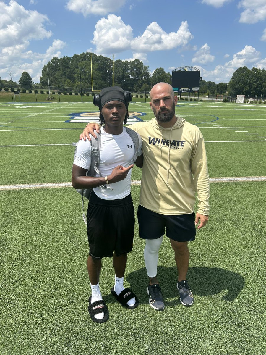 Had a great time a Wingate football camp today!
<a href="/CoachUlassin/">Nick Ulassin</a> 
<a href="/OnlyOneNeno4/">Rodney "Neno" Patterson</a> 
<a href="/CoachLaws00/">Jarrett Laws</a> 
<a href="/WingateFb/">Wingate Bulldogs Football</a>
