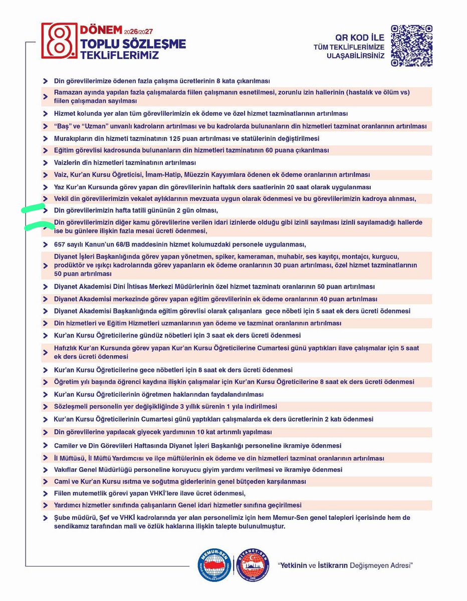 O kadar madde teklifinz var.Kadrolu ile aynı vazifeyi 
Tüm zorluklara katlanarak yıllardır hiç bir özlük hakkı dahi olmadan  yapan sınav mülakat sarmalında boğulan FAHRİ KUR'AN KURSU ÖGRETICILERİNİN Esamesi bile okunmuyor. YAZIK! <a href="/RTErdogan/">Recep Tayyip Erdoğan</a> <a href="/DIBAliErbas/">Prof. Dr. Ali Erbaş</a> <a href="/DIYANETSEN/">DİYANET SEN</a> <a href="/MemurSenKonf/">Memur-Sen</a>