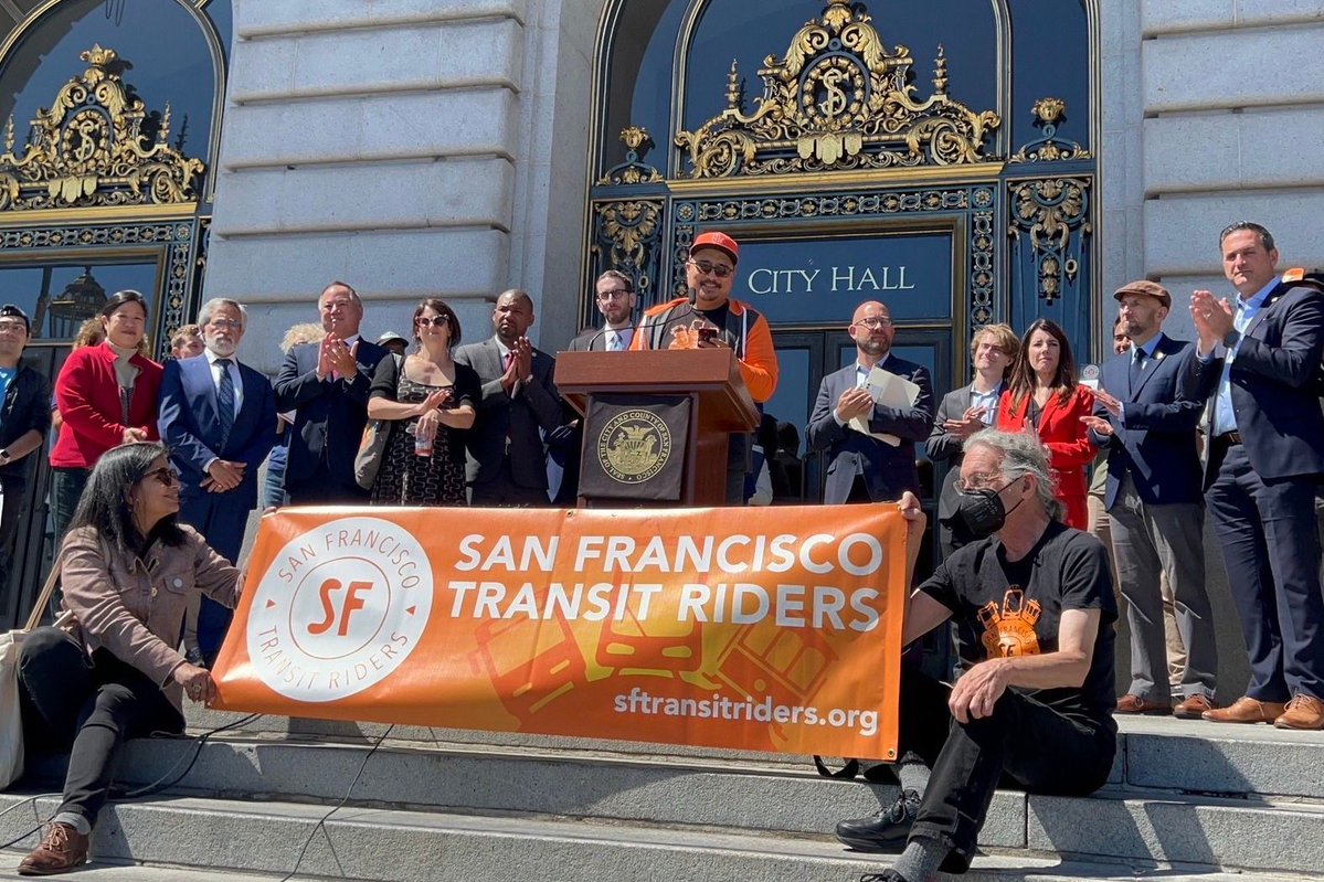 SFTRU's tweet image. Thank you to @APTA_info for believing in our mission and committing to help fund the expansion of the "Muni Now, Muni Forever" campaign. The grant funds will support community engagement, like our upcoming Muni Forever Summit, and more!
