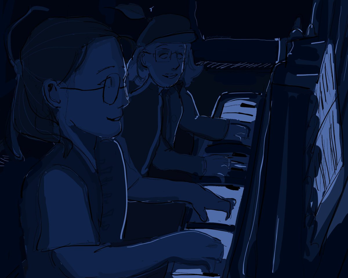 styluskey's tweet image. * Sitting on the piano with your friend by your side. . . your hands began to move on their own.

@SharkyBoi10  
#deltarune #oc