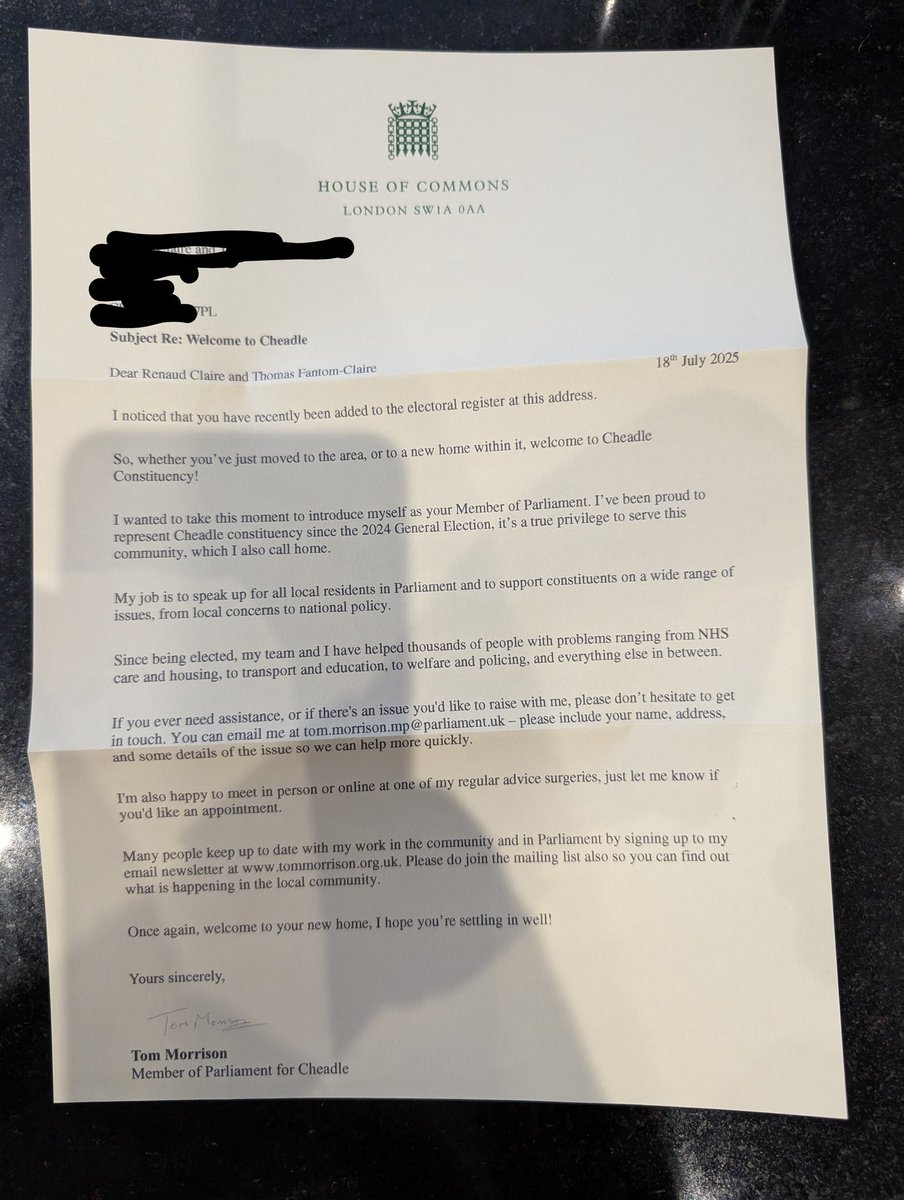 RenaudClaire's tweet photo. How to restore faith in politics? This welcome letter from @ThomasMorrison. My heart is still green 💚 but this is how politics should be. I can't remember being welcome by conservatives before :) https://t.co/w9mnaeYDqW