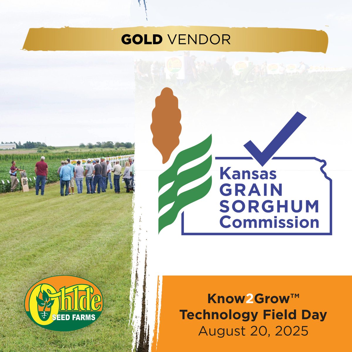 Proud to have Kansas Grain Sorghum Commission as a Gold Vendor at Know2Grow™ Field Day! 🌱

🎥 Preview the event: bit.ly/4kBDqKf
📅 Join us Aug 20 to walk the plots + connect with growers.
