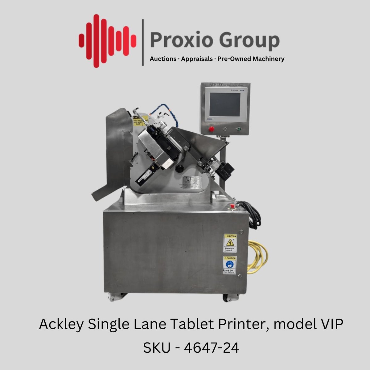 GroupProxio's tweet image. Unlock precision tablet printing with the #Ackley VIP Single Lane Printer—Type 01911-00058, 230V, Allen Bradley PLC, 1200P HMI, hopper-equipped. Built in 2013 for reliable, high-performance results!
 #TabletTech #PrintWithPrecision #PharmaGear #proxiogroup