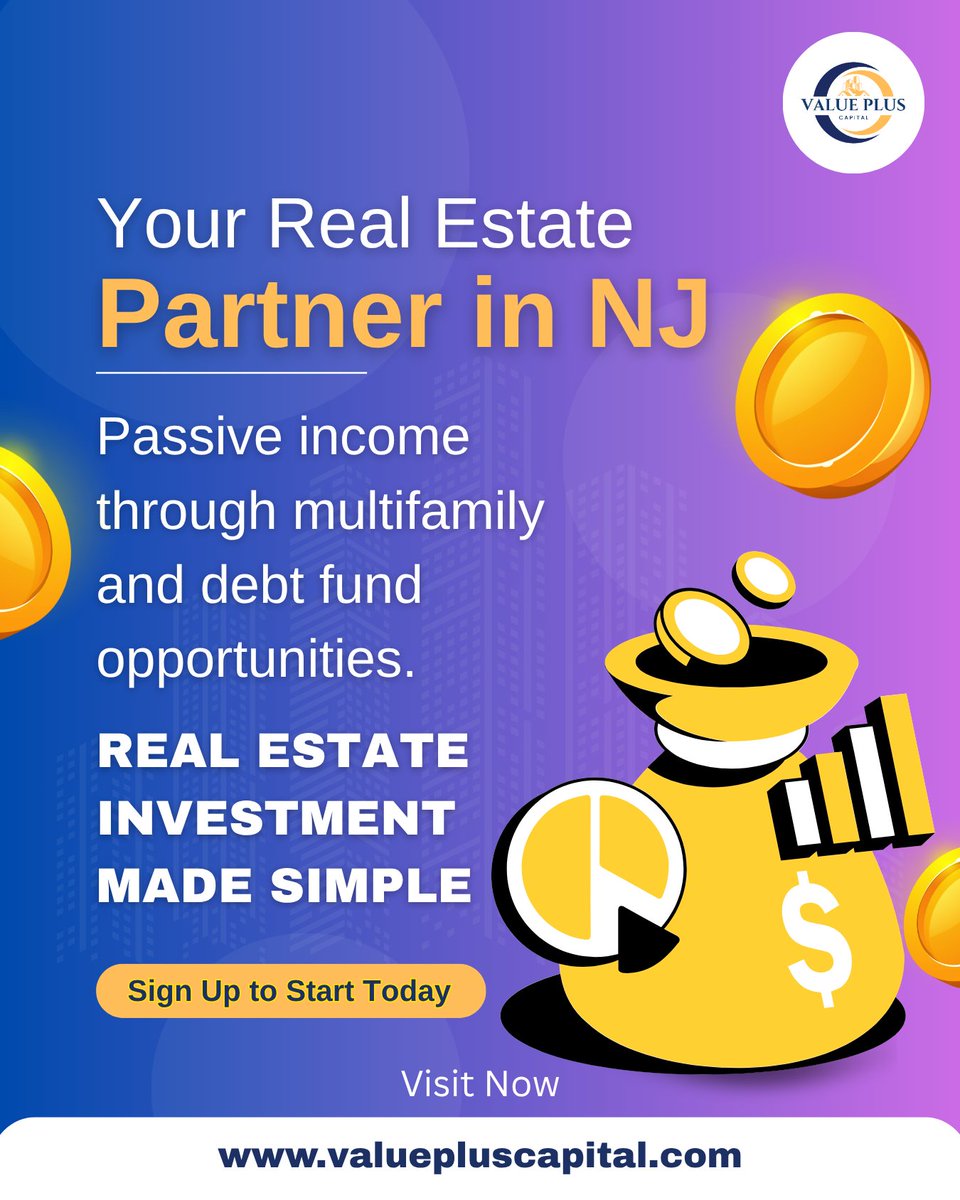 valuepluscap's tweet photo. Looking for reliable passive income options in real estate?
Sign up today and let your money work for you.

#PassiveIncome #RealEstateInvestment #MultifamilyInvesting #NJRealEstate #DebtFund #ValuePlusCapital #WealthBuilding #FinancialFreedom #InvestSmart #RealEstatePartner #Cash https://t.co/JHYme4tXBX
