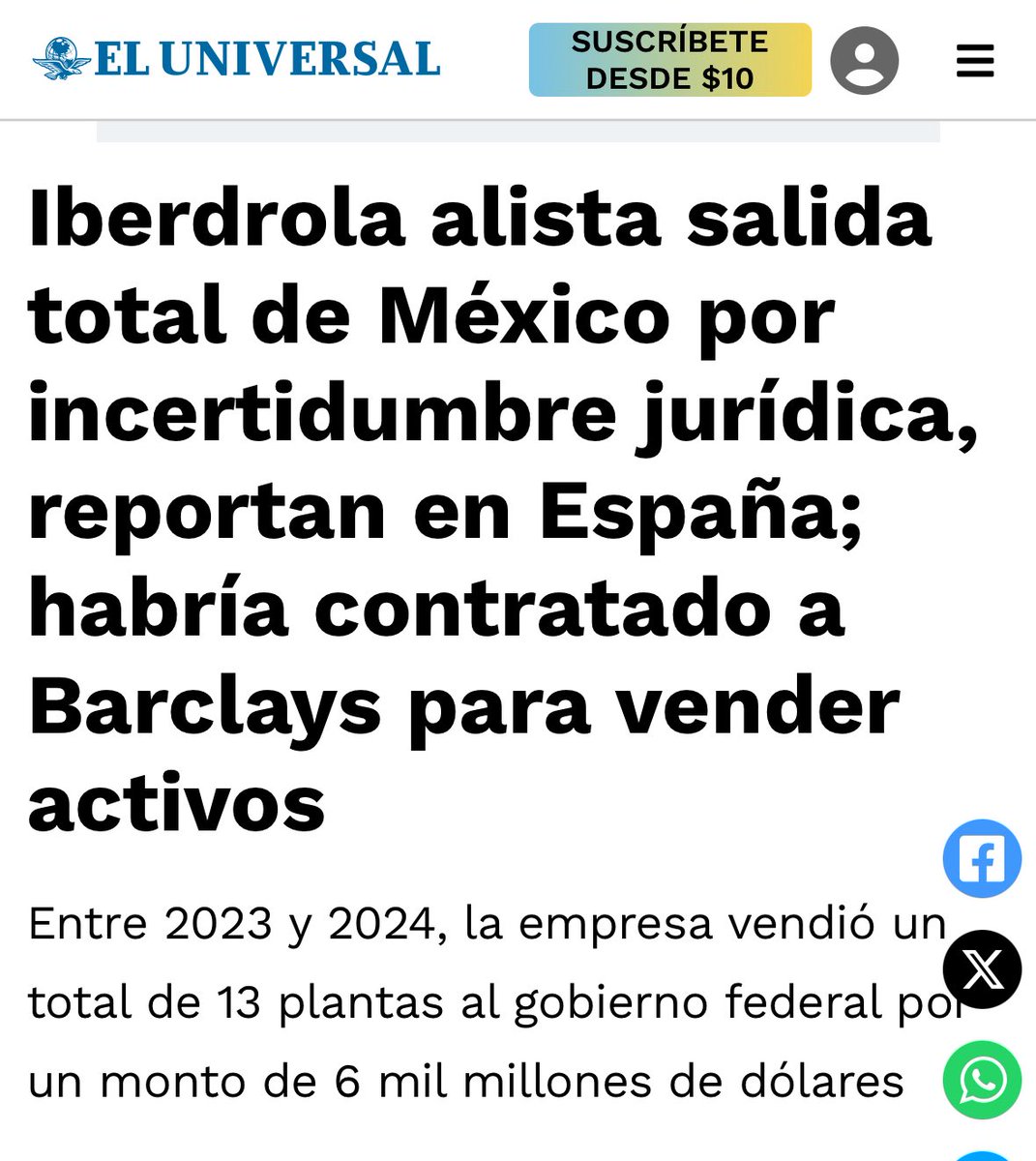 alitomorenoc's tweet image. Iberdrola prepara su salida de México por la inseguridad jurídica provocada por el gobierno de Morena. ¿El resultado? Se van 15 plantas de energías limpias, se esfuman miles de millones de dólares en inversión y se rompe la confianza de los mercados.
La inseguridad jurídica…