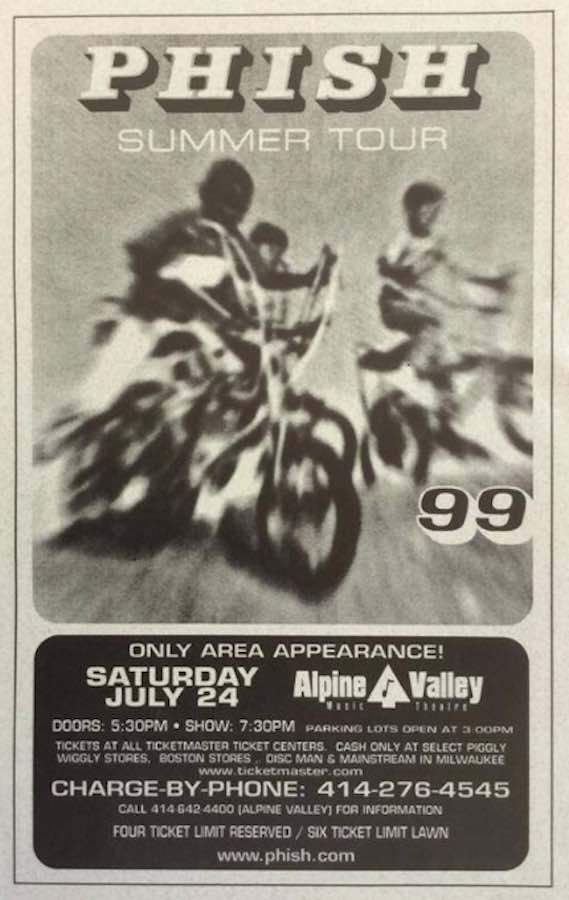 7/24 #phish #TIPH: nectar’s1(88), trax (w/GCH)91, <a href="/Jones_Beach/">JonesBeach.com®</a> (w/santana)92, gt woods93, pk tornado toast95, hanover (w/santana)96, woodlands98, alpine99, T polaris01, vida blue nyc02, trey 10KLF(05), shoreline15, bgca1(18), hartford 22, mohegan2(24).