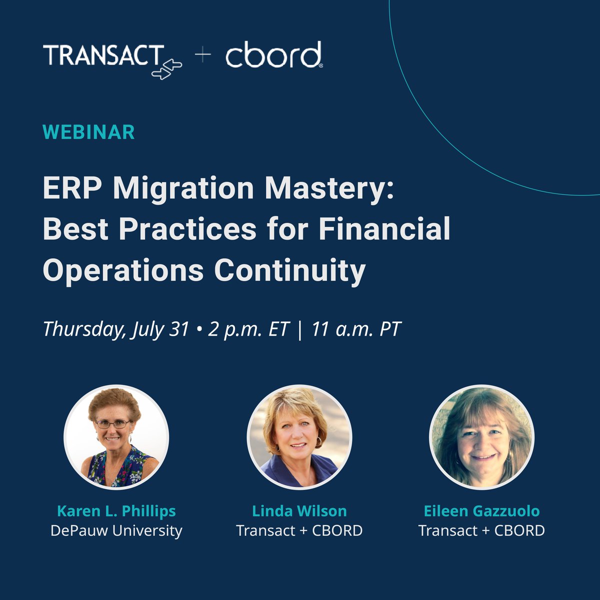 Transact (@transactcampus) on Twitter photo 1 week to go! ⏱️
Join us to learn why you should modernize payments before your ERP migration.
🗓️ July 31 | 2p ET
🎯 Smart strategies for finance leaders in higher ed
Register like <a href="/DePauwU/">DePauw University</a> ➡️ hubs.li/Q03wSr2-0
#ERP #HigherEd #FinOps #TransactCampus 1 week to go! ⏱️
Join us to learn why you should modernize payments before your ERP migration.
🗓️ July 31 | 2p ET
🎯 Smart strategies for finance leaders in higher ed
Register like <a href="/DePauwU/">DePauw University</a> ➡️ hubs.li/Q03wSr2-0
#ERP #HigherEd #FinOps #TransactCampus